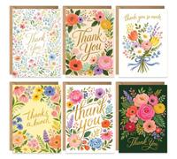 Set of 10 Cute Appreciation Cards with Envelopes - Bold Pretty Floral Painted Card Designs - Bulk Pack Set of Thank You Cards for Coworkers, Employee, Teachers, Recognition & Gratitude