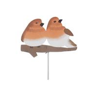 Set of 10 Decorative Stakes Red Bell Wooden Stakes Flower Decoration Autumn Winter Birds Floristry Arrangement Decoration Christmas Decoration 25 cm Bird 10 cm