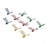 Set of 10 Dragonfly Garden Decoration Stakes with Wind Activated Spring, Waterproof PVC Material for Indoor and Outdoor Displays