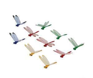 Set of 10 Dragonfly Garden Decoration Stakes with Wind Activated Spring, Waterproof PVC Material for Indoor and Outdoor Displays
