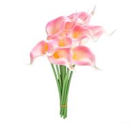Set of 10 Elegant Calla Lily Artificial Flowers, Great for Home Decor and Events, 34cm Tall with Material (light pink)