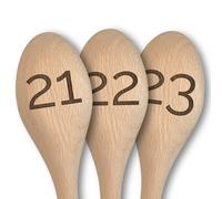 Set of 10 Engraved Wooden Spoons, Rustic Table Number Markers and Order Tracking, Numbered 21-30, Great for Restaurants, Cafes, Weddings, Parties and Events (Numbers 21-30)
