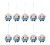 Set of 10 Felted Woolly Sheep Christmas Tree Hangings for Holiday Decoration