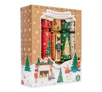 Set of 10 Festive Christmas Crackers Metallic Nutcracker Red Green Gold 12" | Fun for all the family, each one contains a hat and a plastic free prize, the ideal finishing touch to the dinner table