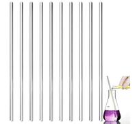 Set of 10 glass stirring rods, 20 cm reusable glass rods, stirring rods with rounded ends, suitable for research, chemistry, laboratory use, and stirring hot and cold beverages