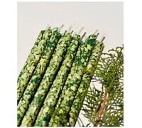 Set of 10 Green Thin Basil Scented Candles - The Natural Energy of Herbs in Each Candle