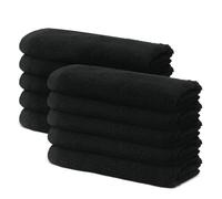 Set of 10 Guest Towels Set 30x50cm - Premium 100% Turkish Cotton Towel - 500 GSM - Very Soft & Absorbant - Hotel Quality Towel - Oeko-TEX Certified - Ôhm - Black