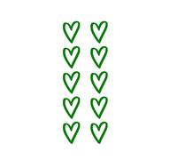 Set of 10 Heart TEMPORARY TATTOO Waterproof love Valentine's day hearts cut out (GREEN)