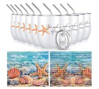 Set of 10 Inspirational Gifts You Make a Difference Tumbler Cup Gift 12oz Stainless Steel Cup 10 Starfish Motivational Poem Cards Thank You Gifts for Teacher Volunteer Nurse Graduation Employees