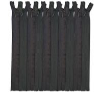 Set of 10 Invisible Zips 10” Dark Grey | Closed-End Coil Zip 25cm Long with Single Slider Size #3 | Hidden Nylon Zip for Skirts, Dresses, Trousers DIY Repair, Tailoring | Replacement Zipper