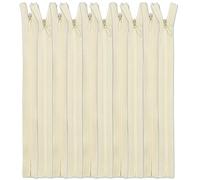 Set of 10 Invisible Zips 16” Ivory | Closed-End Coil Zip 40cm Long with Single Slider Size #3 | Hidden Nylon Zip for Skirts, Dresses, Trousers DIY Repair, Tailoring | Replacement Zipper