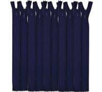 Set of 10 Invisible Zips 18” Navy Blue | Closed-End Coil Zip 45cm Long with Single Slider Size #3 | Hidden Nylon Zip for Skirts, Dresses, Trousers DIY Repair, Tailoring | Replacement Zipper