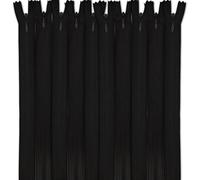 Set of 10 Invisible Zips 24” Black | Closed-End Coil Zip 60cm Long with Single Slider Size #3 | Hidden Nylon Zip for Skirts, Dresses, Trousers DIY Repair, Tailoring | Replacement Zipper