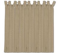 Set of 10 Invisible Zips 9” Beige | Closed-End Coil Zip 22cm Long with Single Slider Size #3 | Hidden Nylon Zip for Skirts, Dresses, Trousers DIY Repair, Tailoring | Replacement Zipper