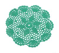 Set of 10 Lace Crochet Coasters, Beautiful Round Placemats for Dining and Celebrations (Green)