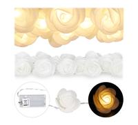 Set of 10 LED Rose String Lights Party Decor Flower Fairy Illumination White
