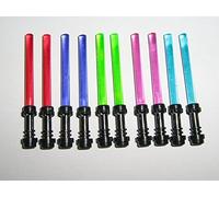 Set of 10 Lego light sabres / laser swords in 5 Colours with black hilts