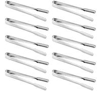 Set of 10 mini stainless steel tongs