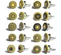 Set of 10 mustard yellow ceramic knobs with different shapes hand painted | handcrafted handles for cabinets, drawers, dressers and hangers | classic ceramic knobs 40mm diameter | knobs with design |