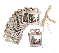 Set of 10 Natural Wood Ornaments Featuring Hanging Carvings of Tree, Star, Truck, and Van for Holiday Decoration Suitable for Cars and Homes (A)