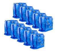 Set of 10 Original FRAKTA Medium Blue Carrier Bags, 36 Litres, 45x18x45cm