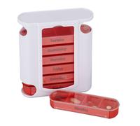 Set of 10 Pill Boxes 7-Day Medicine Organiser 4-Compartments Week Pill Red/White