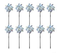 Set of 10 reflective shiny windmills for garden and farm use, designed to keep birds away with moving blades made of PVC for outdoor protection