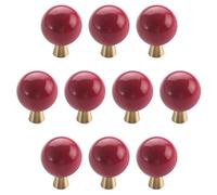 Set of 10, Round Ceramic Cabinet Knobs 25mm with Brass Base, Ball Drawer Pull Handles for Kitchen Cabinets, Bathroom Vanity, Cupboard, Wardrobe, Furniture Drawer Hardware