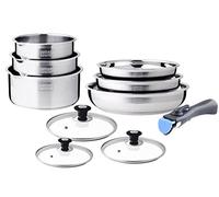 Set of 10 saucepans 16-18-20 cm Frying Pans 20-22-26 cm Satin lids 16-18-20 cm 1 Handle