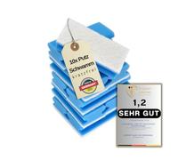 Set of 10 scratch- cleaning sponges, soft, washable, household sponge, with fleece and recessed grip.