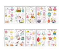 Set Of 10 Sheets Easter Tattoos Stickers For Kids Glitter Styles For Hand Body Face Temporary Easter Bunny Decorations For Boys And Girls (White, One Size)
