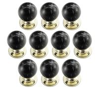 Set of 10, Single Hole Cabinet Hardware Knobs Cabinets & Drawers Decorative Handles, Round Black Knob for Home Kitchen Cupboard Marble Handle Door Dresser and Drawer Pulls