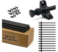Set of 10 Stair Carpet Rods, 70cm, Wrought Iron, Thistle Finials