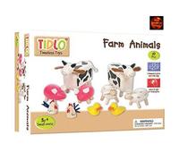 Set of 10 Wooden Farm Animals by Tidlo - Cows, Sheep, Pigs, Ducks, Chickens