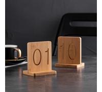 Set of 10 Wooden Table Numbers with Wooden Base, Table Order Numbers Double Side Reception Number Stands Signs, Wedding Centerpieces for Banquet Restaurant Party Decor, 1-10/11-20/21-30...(11-20)