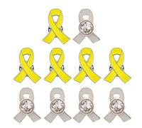 Set of 10 Yellow Ribbon Brooch Health Consciousness Badges Stylish Antiviolence Awareness Breastpins Clothing Badge