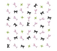 Set of 100 Black Bow Martini Glass Confetti, Pink Glitter Coquette Margarita Cocktail Table Scatter for Cocktail Birthday/Bachelorette Party Decoration