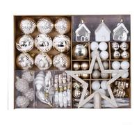Set of 100 Christmas Ball Ornaments Featuring Plastic Material and Modern Painted Design for Holiday Decor and Various Celebrations (Sparkling White)