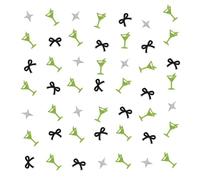 Set of 100 Coquette Martini Confetti, Green Glitter Black Bow Margarita Cocktail Glass Table Scatter for Cocktail Birthday/Bachelorette Party Decoration
