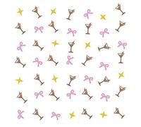 Set of 100 Espresso Martini Confetti, Brown Glitter Pink Bow Margarita Cocktail Glass Table Scatter for Espresso Martini Birthday Party Decoration