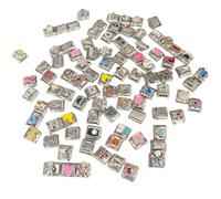 Set Of 100 Italian Inspired Charm Module Stainless Steel Interchangeable Modulars Link Jewelry Making Supplies Customizable Link
