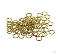 Set of 100 Small Heavy Duty Brass Flat Split Rings Keyring keychain Key Ring Loop Holder Clasps Connector, Gold Color -10mm