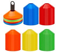 Set of 100 Soccer Cones Disc Cones Soccer Agility Cones Sports Training Cones Multicolor Field Marker Plastic Cones with 2 Holder for Kids Football Basketball Lacrosse Tennis Practice Equipment