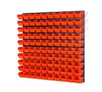 Set of 100 XS size IN-Box storage bins and wall mounted louvre