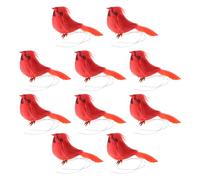 Set Of 10pcs Christmas Bird Clip On Tree Ornaments Red Birds Delicate Ornaments For Tree Decoration Popular Among