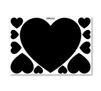 Set of 11 Valentine Hearts self-Adhesive Vinyl Stickers for Walls, Windows and displays (Small, Black)