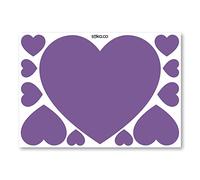 Set of 11 Valentine Hearts self-Adhesive Vinyl Stickers for Walls, Windows and displays (Small, Purple)