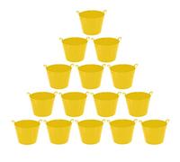 (Set of 12) 40L/42L Litre Large Robust Flexi Tubs Multipurpose Flexible Rubber Storage Container Buckets Garden Trugs Laundry Basket Polyethylene Flex Tub For Home Gardening Toys -Made in UK (Yellow)
