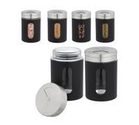 set of 12 black spice jars, spice containers & herb shakers