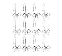 Set of 12 Bow Shaped Shower Curtain Hooks Rustproof Zinc Alloy Decorative Rings for Bathroom and For Home Use (silver)